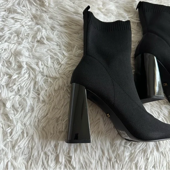 Cape Robbin Faina Knit Sock Boots Block Heel Pointed Toe Black Size 7 New In Box - Picture 5 of 9